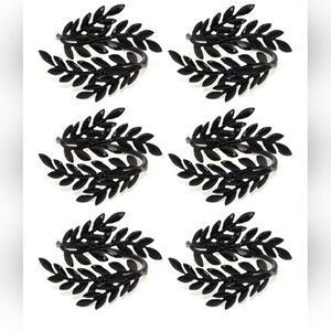 Set of 6 Black Leaf Napkin Rings